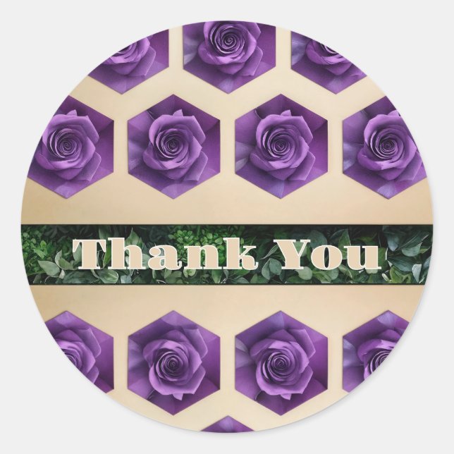 Floral “Thank You” Classic Round Sticker (Front)