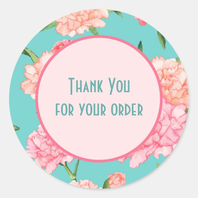 Floral Thank you Classic Round Sticker (Front)