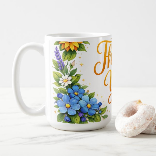 *Floral Thank You Coffee Mug (With Donut)