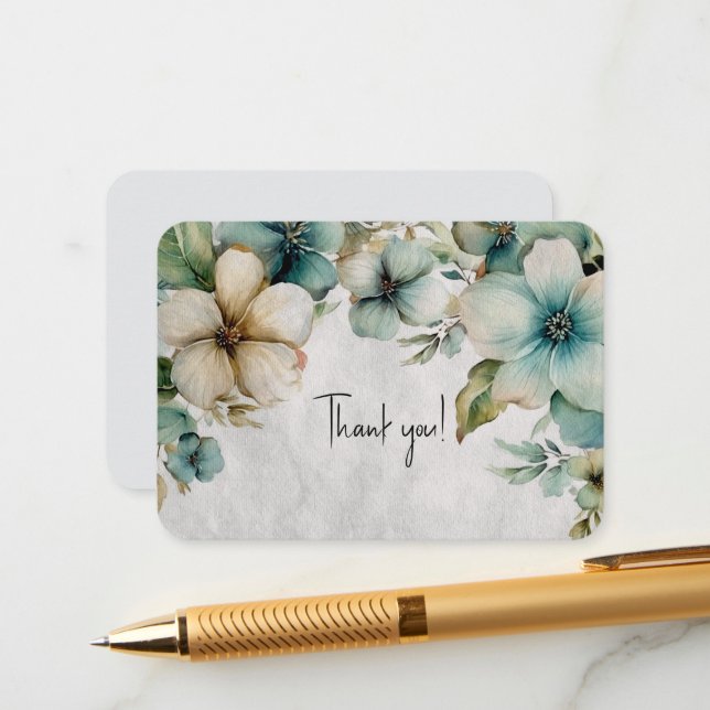 Floral Thank You Enclosure Card (Front/Back In Situ)