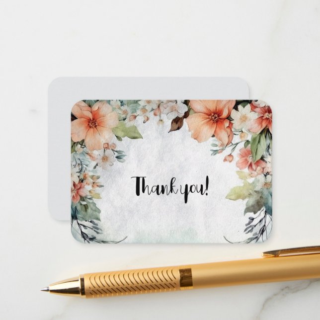 Floral Thank You Enclosure Card (Front/Back In Situ)