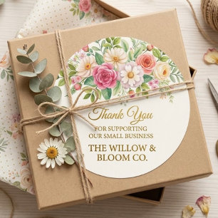 Floral Thank You for Supporting Our Small Business Classic Round Sticker