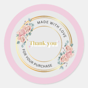 Floral Thank You for Your Purchase Round - Sticker