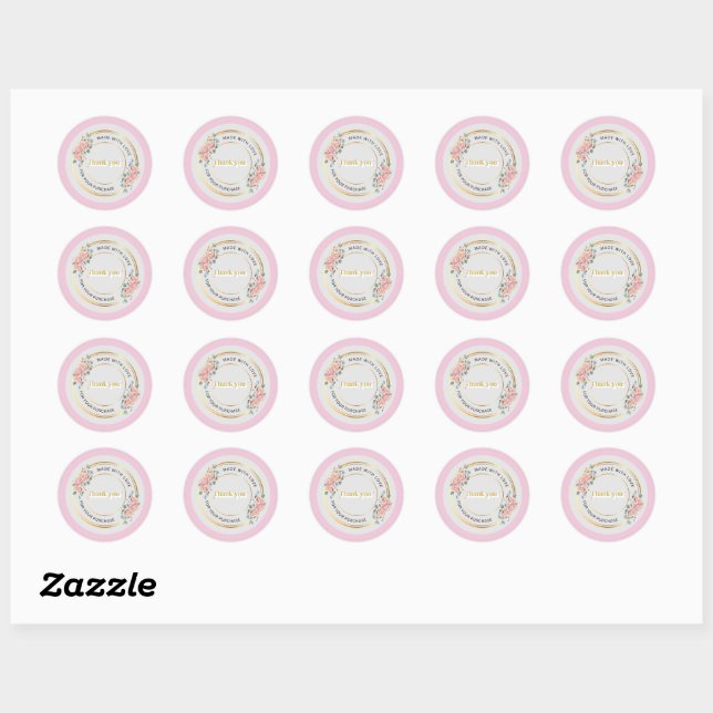 Floral Thank You for Your Purchase Round - Sticker (Sheet)