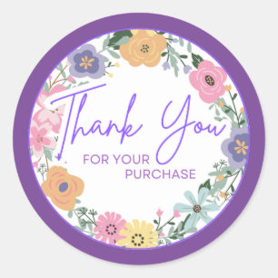 Floral Thank You for Your Purchase Sticker