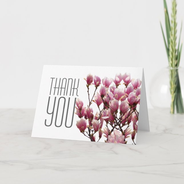 Floral Thank You Magnolia Elegant Modern Plain (Front)