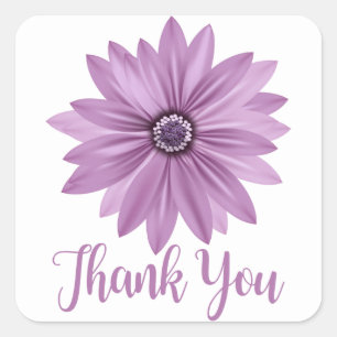 Floral Thank You Purple Daisy Flower - Daisies Square Sticker