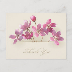 Floral Thank You Purple Lavender Pink Flowers Tan Postcard