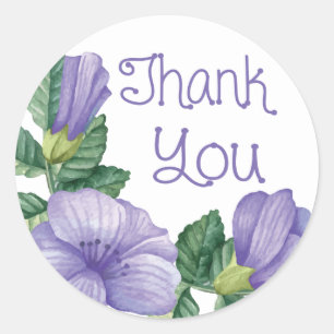 Floral Thank You Purple Watercolor Flowers Sticker