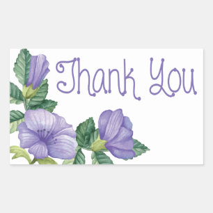 Floral Thank You Purple Watercolor Flowers Sticker