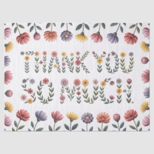 Floral "THANK YOU SO MUCH" Greeting Illustration Tissue Paper