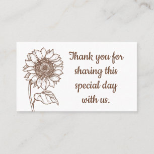 Floral Thank You Sunflower Flower Brown Wedding Place Card