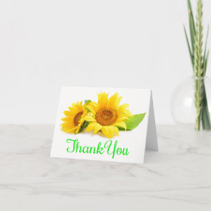Floral Thank You Sunflower Green & Yellow Flowers Card
