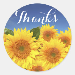 Floral Thank You Sunflower Yellow Flower Wedding Classic Round Sticker