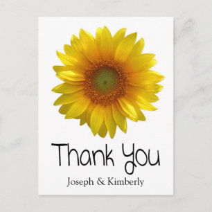 Floral Thank You Sunflower Yellow Flowers Wedding Postcard