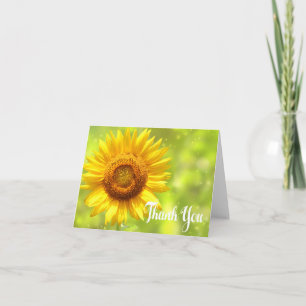 Floral Thank You Sunflower Yellow & Green Flowers Card