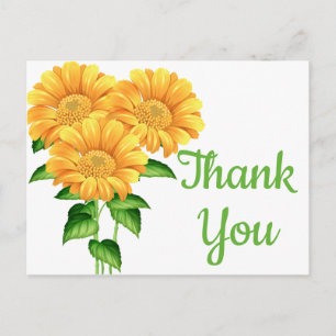 Floral Thank You Sunflowers Wedding Bridal Shower Postcard