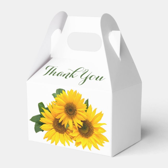Floral Thank You Sunflowers Yellow & Green Flowers Favour Box (Back Side)