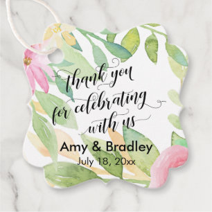 Floral Thank You Thank You for Celebrating with Us Favour Tags