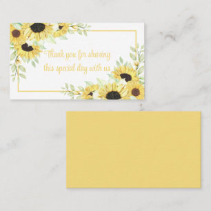 Floral Thank You Watercolor Sunflowers Wedding Place Card