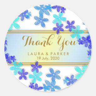 Floral Thank You Wedding Classic Round Sticker