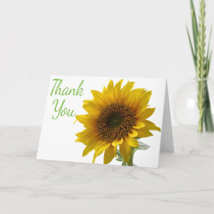 Floral Thank You Yellow Sunflower Floral Green Card