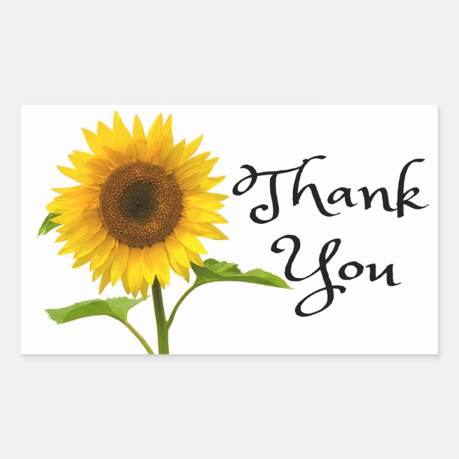 Floral Thank You Yellow Sunflower Flowers Rectangular Sticker (Front)