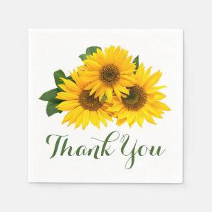 Floral Thank You Yellow Sunflower Wedding / Party Napkin