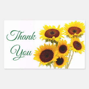 Floral Thank You Yellow Sunflower Wedding Party Rectangular Sticker