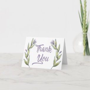 Floral Thank Your Purple Flower Green Laurel Leaf You Card
