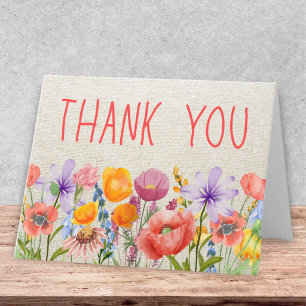 Floral Thanks Wildflowers  - Modern Chic Flowers Thank You Card