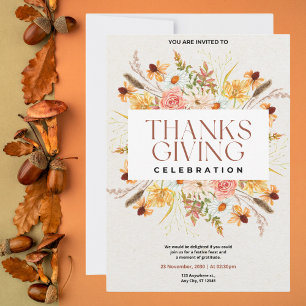 Floral Thanksgiving Celebration Invitation