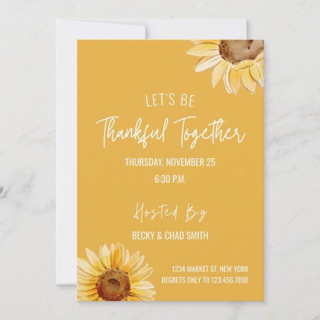 Floral Thanksgiving Dinner Invitation Sunflowers (Front)