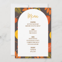 Floral Thanksgiving Dinner Menu Wedding Menu