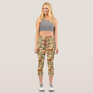 Floral Thanksgiving Vintage Pattern (10) Capri Leggings