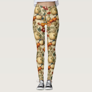 Floral Thanksgiving Vintage Pattern (10) Leggings