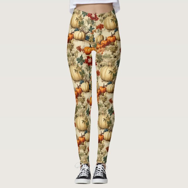 Floral Thanksgiving Vintage Pattern (10) Leggings (Front)