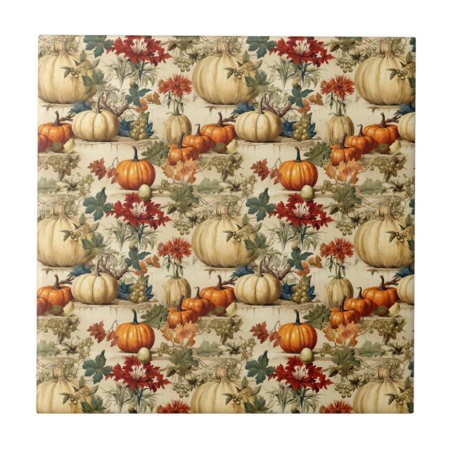 Floral Thanksgiving Vintage Pattern (10) Tile (Front)