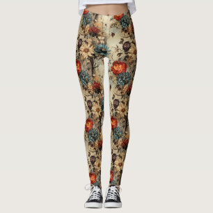 Floral Thanksgiving Vintage Pattern (11) Leggings