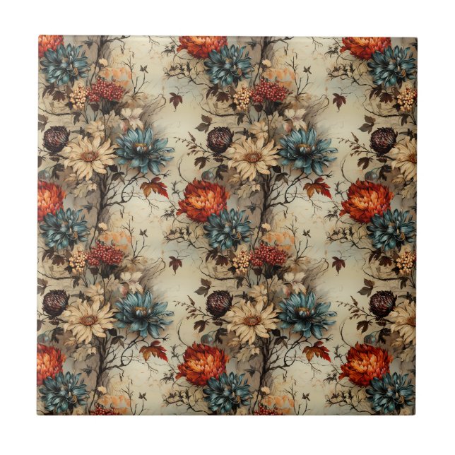 Floral Thanksgiving Vintage Pattern (11) Tile (Front)