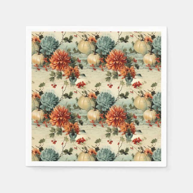 Floral Thanksgiving Vintage Pattern (1) Napkin (Front)