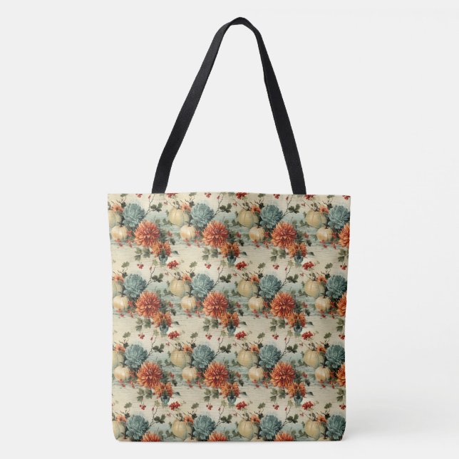 Floral Thanksgiving Vintage Pattern (1) Tote Bag (Front)