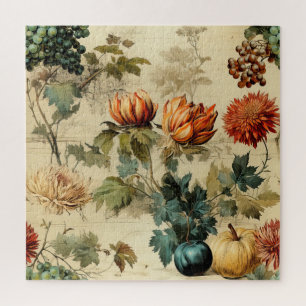 Floral Thanksgiving Vintage Pattern (2) Jigsaw Puzzle