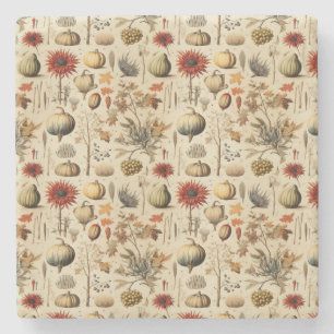 Floral Thanksgiving Vintage Pattern (3) Stone Coaster