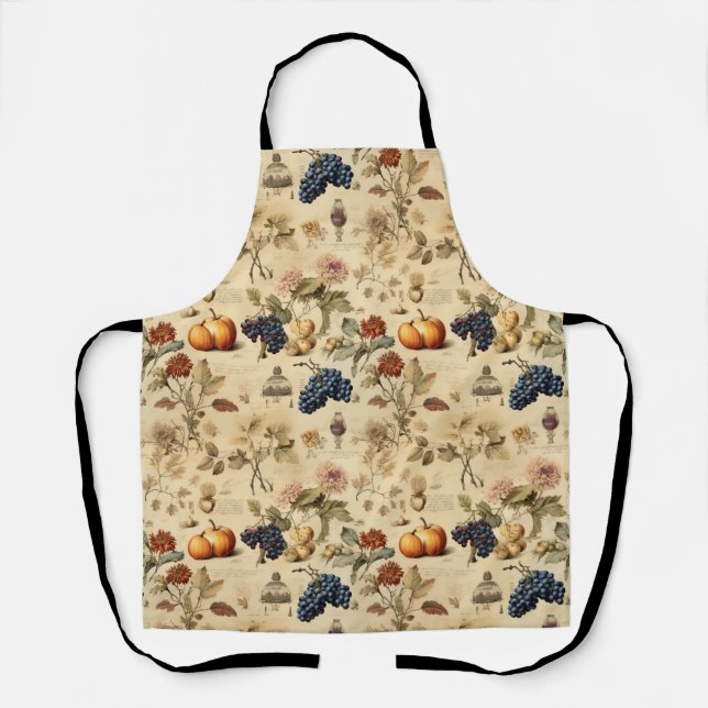 Floral Thanksgiving Vintage Pattern (4) Apron (Front)