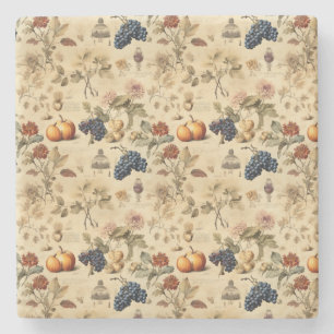 Floral Thanksgiving Vintage Pattern (4) Stone Coaster