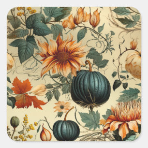 Floral Thanksgiving Vintage Pattern (6) Square Sticker