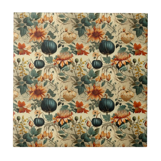Floral Thanksgiving Vintage Pattern (6) Tile (Front)