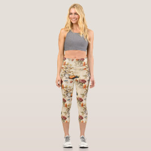 Floral Thanksgiving Vintage Pattern (7) Capri Leggings