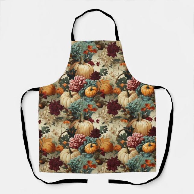 Floral Thanksgiving Vintage Pattern (8) Apron (Front)